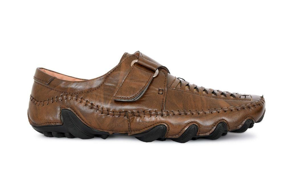Dunzo Men Sandal Velcro Brown Color Casual Shoes