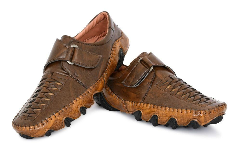 Dunzo Men Sandal Velcro Beige Color Casual Shoes