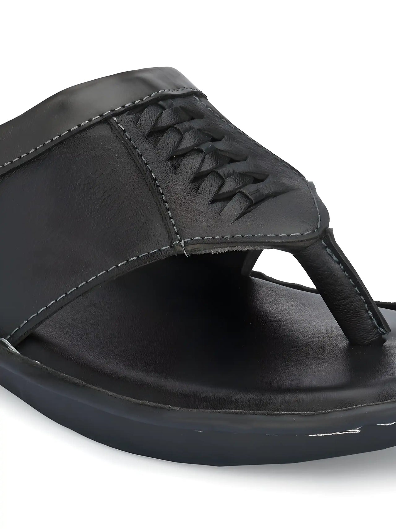 Bucik Men's Black Synthetic Leather Slip-On Casual Slipper