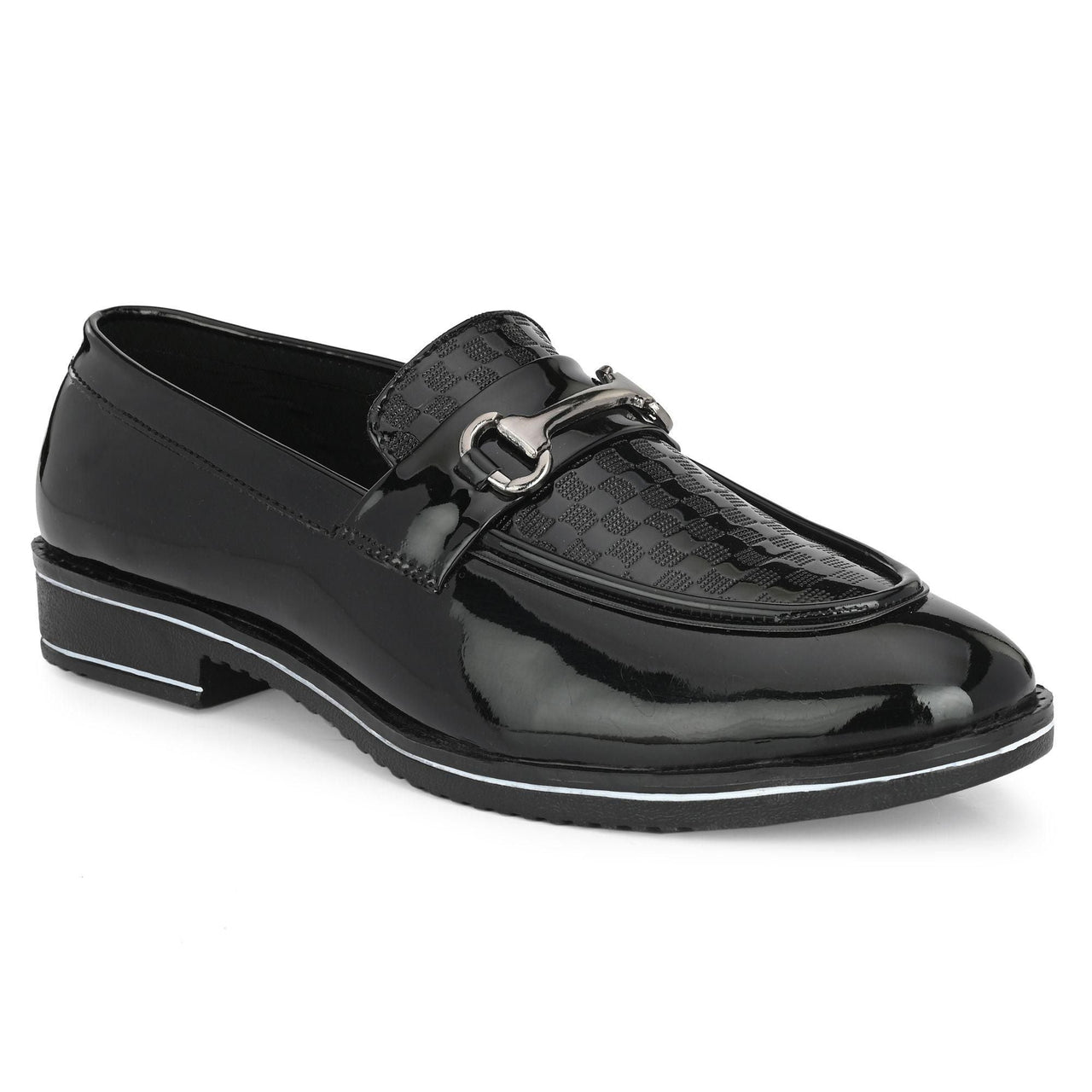 AIRBELL Men's Black Solid Patent foam Outdoor casual Loafers