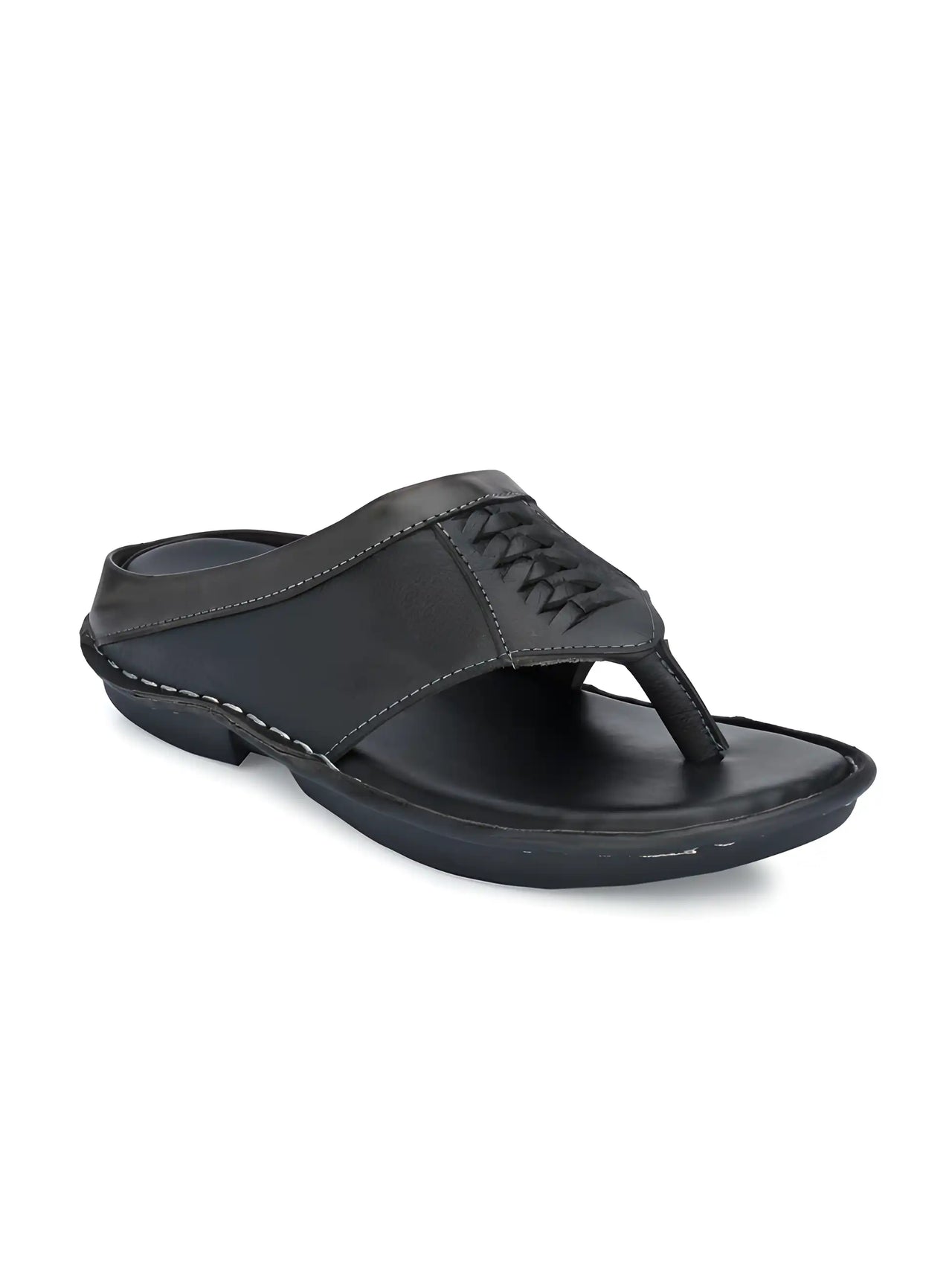 Bucik Men's Black Synthetic Leather Slip-On Casual Slipper