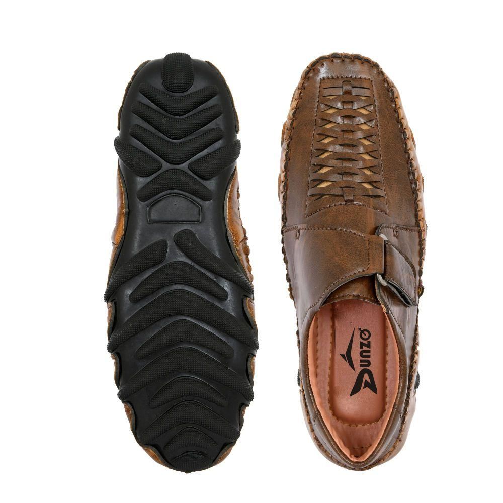 Dunzo Men Sandal Velcro Beige Color Casual Shoes