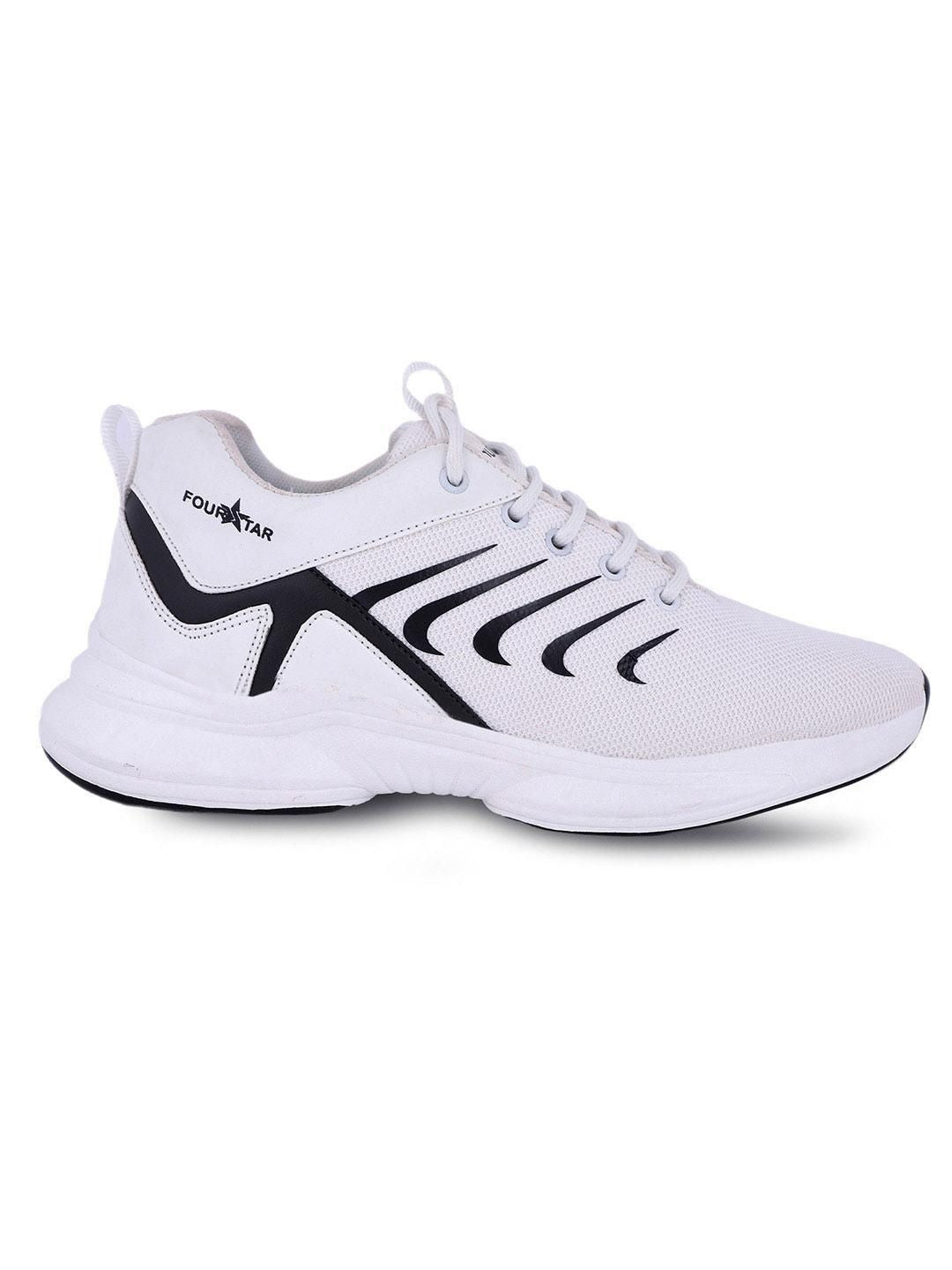 Sporty Men White Lace-up Sport Shoes by Rvy