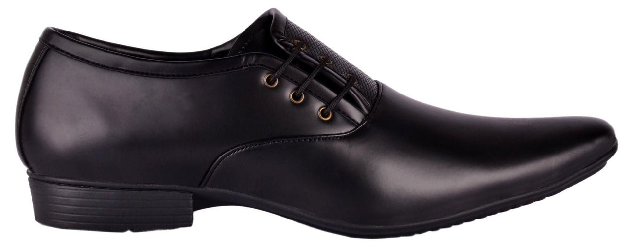 Aadi Men's Black Synthetic Leather Derby Formal Shoes