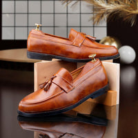Thumbnail for Dunzo Mens Loafer shoes slipon Tan Color