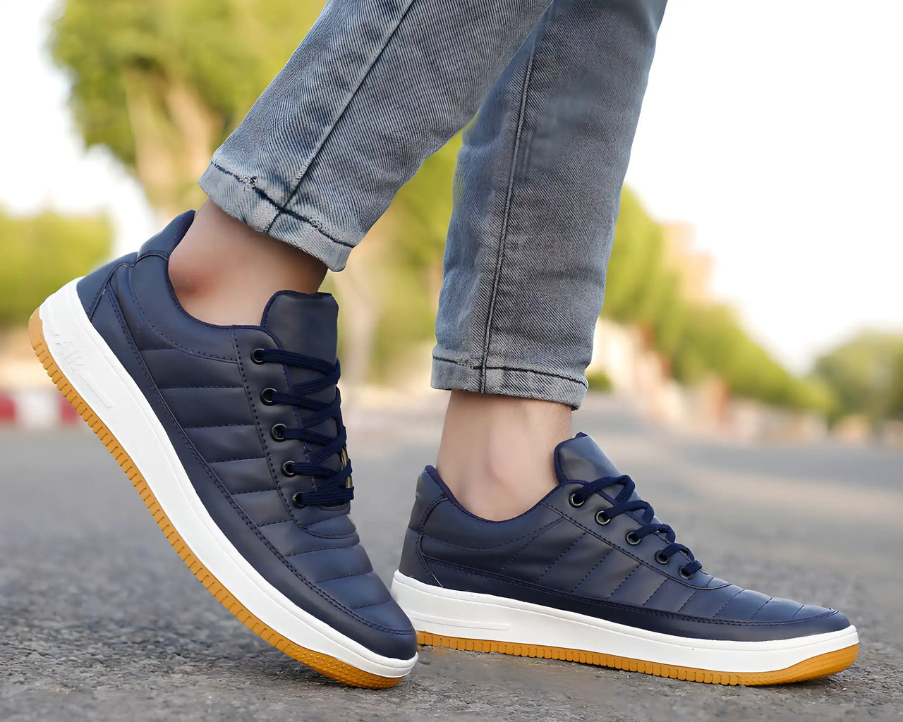 Shoe Island Fashionable Navy Blue Casual Sneakers For Men