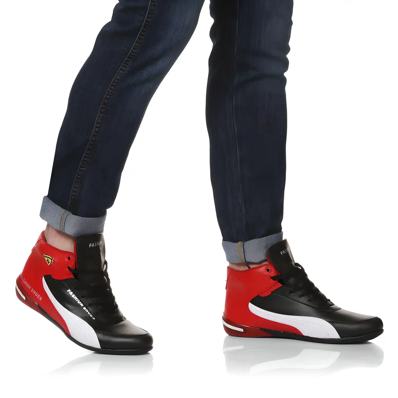 Shoe Island Fashionable Red Black Casual Sneakers For Men