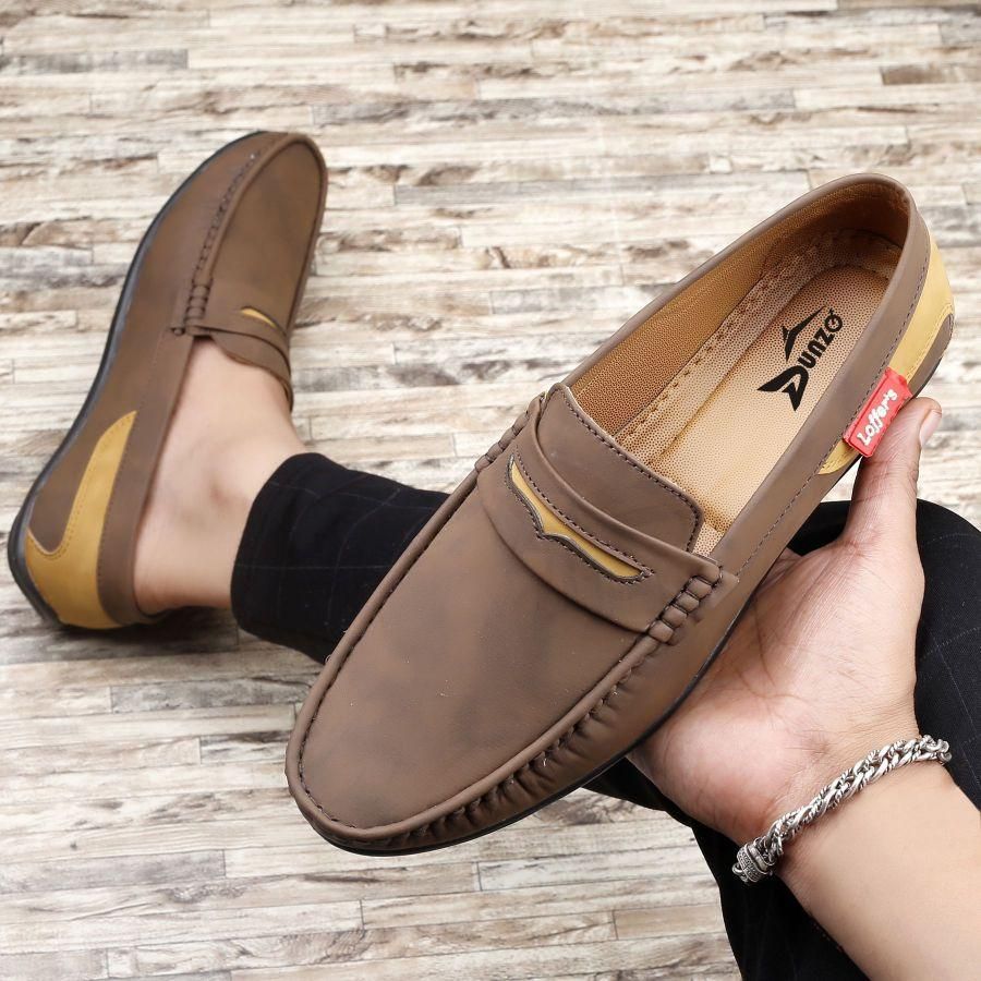 Dunzo Mens Loafer shoes slipon Brown Color