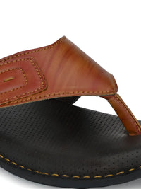 Thumbnail for BUCIK Men's Tan Synthetic Leather Slip-On Casual Slipper/Flip Flop