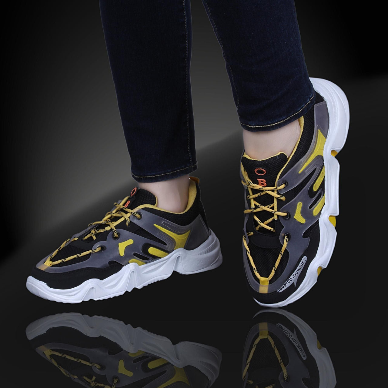 Cool Yellow & Grey Casual Sports Shoes for Men