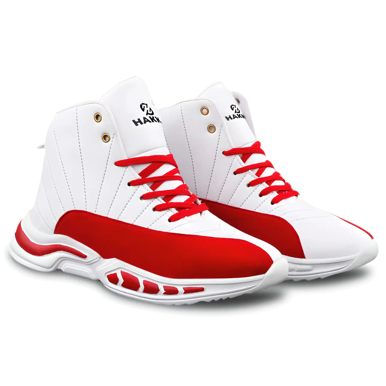 Mens Color Block Red & White Casual Shoes
