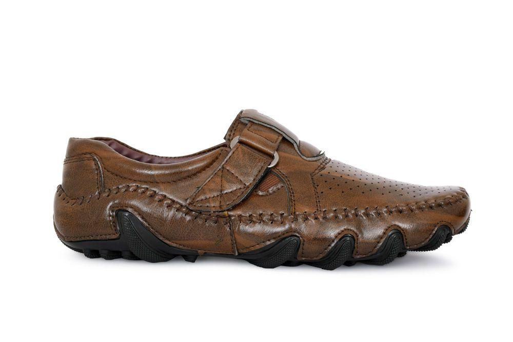 Dunzo Men Sandal Velcro Brown Color Casual Shoes