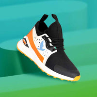Thumbnail for Aadi Men's Black & Orange Mesh Outdoor Casual Shoes