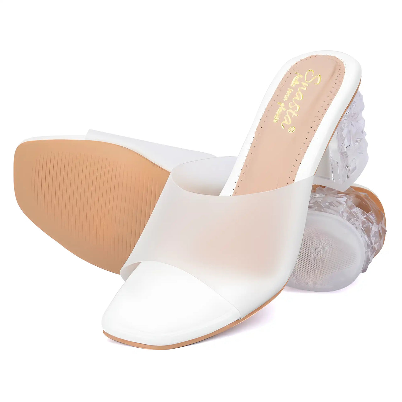 Women white transparent heel