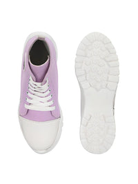 Thumbnail for BUCIK Women's Purple Synthetic leather Lace-Up Casual Shoes