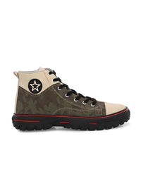Thumbnail for Bucik Men Olive Synthetic Leather Lace-Up Boots