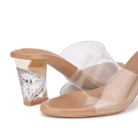 Thumbnail for Women beige transparent heels for women