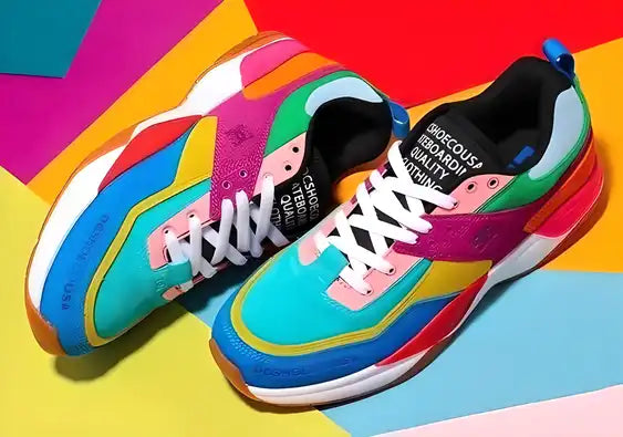 Men's Stylish Rainbow Colourblocked Sneakers
