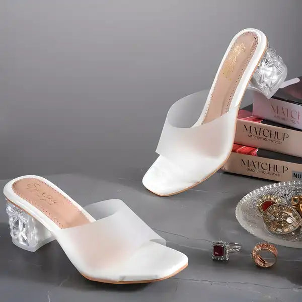 Women white transparent heel