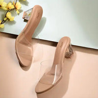Thumbnail for Women beige transparent heels for women