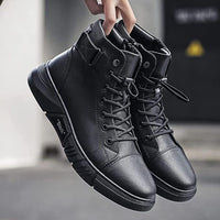 Thumbnail for Monex Stylish Leather Black Boots For Men