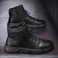 Thumbnail for Monex Stylish Leather Black Boots For Men